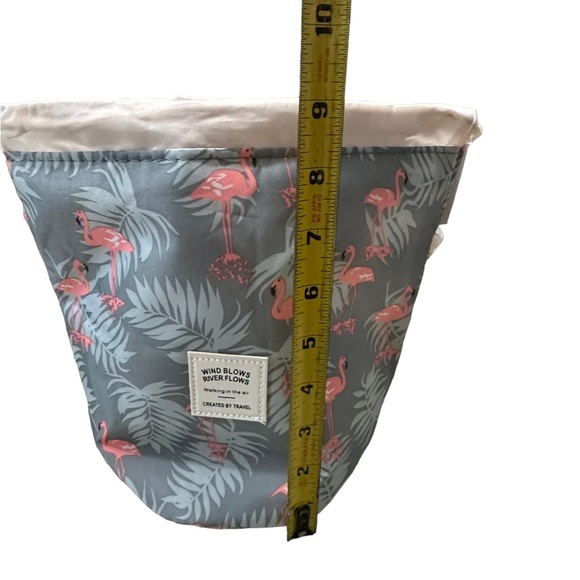 Pop Up Circular Gray and Pink Flamingo print Bag Set - Picture 7 of 8